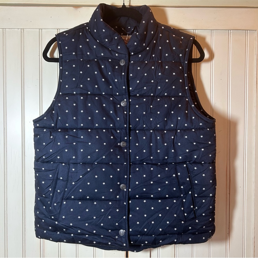 Levi’s Quilted Cotton Vest Navy & White Stars Sz S NWT
